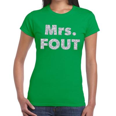 Verkleed t-shirt voor dames - Mrs. Fout - zilver glitter - groen - foute party kleding