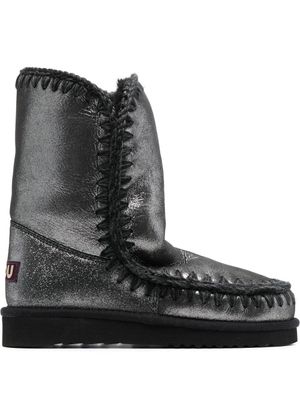 Mou bottines métallisées à détails de coutures - Gris