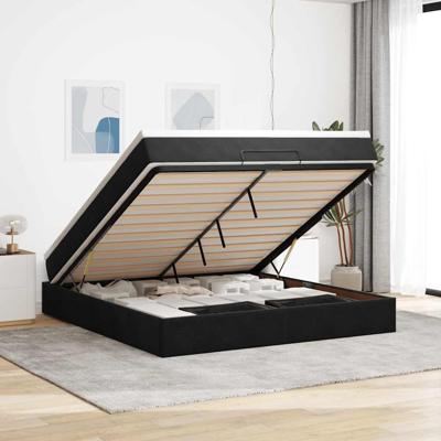 Ottoman bed met matras 160x200cm fluweel zwart