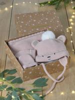 Kerstset muts + sjaal + wanten voor babymeisjes roze (poederkleur)