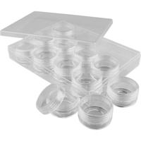 Creativ Company Opslagdoos met potjes, h: 20 mm, d 35 mm, 10 ml, 12 stuk/ 1 set