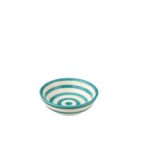 J-Line Bowl Granada Stripes Low Ceramic White|Aqua Small - thumbnail