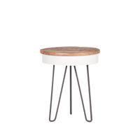 LABEL51 Bijzettafel Saria - Wit - Mangohout - 44 cm - Rond