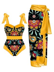 Vacation Abstract Printing Notched One Piece With Cover Up