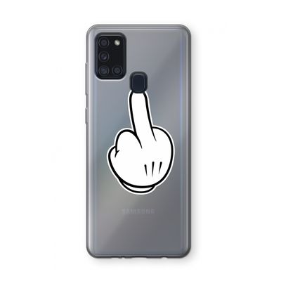 Middle finger black: Samsung Galaxy A21s Transparant Hoesje