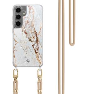 Samsung Galaxy S24 Plus hoesje met beige koord - Marmer goud