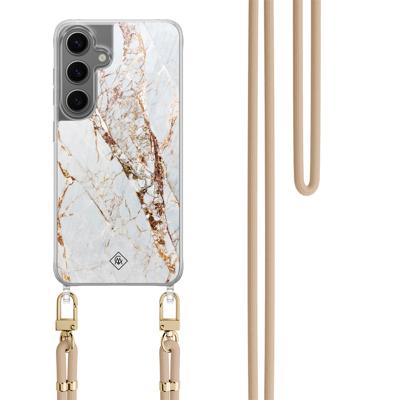Samsung Galaxy S24 Plus hoesje met beige koord - Marmer goud