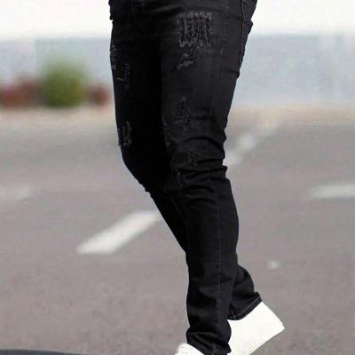 Bon&Bon Men's Ripped Skinny Jeans | Dark Wash Slim Fit Denim Grey / M