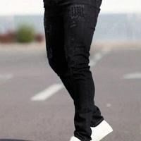 Bon&Bon Men's Ripped Skinny Jeans | Dark Wash Slim Fit Denim Grey / M