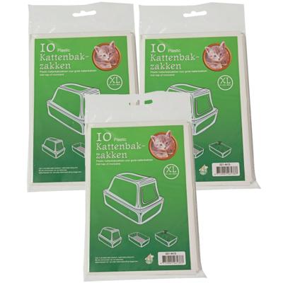 Kattenbak afvalzakken - 30x stuks - wit - 51 x 20 x 46 cm - plastic - kattenbakzakken