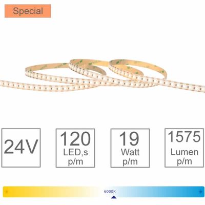 LED strip Mini Cut 6000K 5M 19 W/M 1575 lumen 24V CRI >90 Tronix 127-130