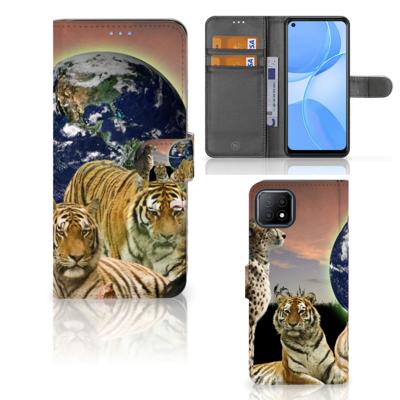 OPPO A73 5G | Telefoonhoesje | Met pasjeshouder | Roofdieren