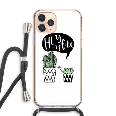 Hey you cactus: iPhone 11 Pro Max Transparant Hoesje met koord