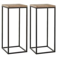 Mica Decorations Bijzettafel - 2x - vierkant - hout en metaal - 35 x 81 cm