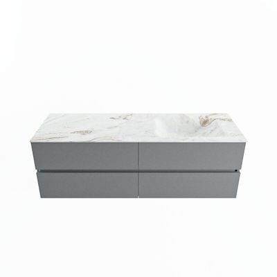 MONDIAZ VICA-DLUX 150cm badmeubel onderkast Plata 4 lades. Inbouw wastafel CLOUD rechts zonder kraangat, kleur Frappe.