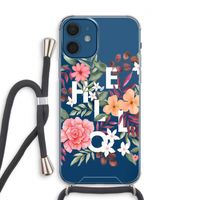 Hello in flowers: iPhone 12 Transparant Hoesje met koord