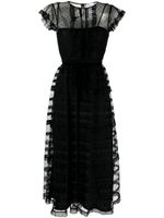 RED Valentino robe mi-longue à volants - Noir