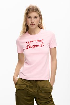 Gebreid T-shirt met korte mouwen - RED - L