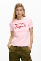 Gebreid T-shirt met korte mouwen - RED - L