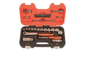 Bahco Doppenset 3/8" | platte ratel | zeskant | metrisch - 34-delig - SL34