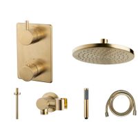 Regendouche set Wiesbaden Caral | Inbouw | Thermostaatkraan | 2-weg | Rond | geborsteld messing Regendouche set Wiesbaden Caral | Inbouw | Thermostaatkraan | 2-weg | Rond | geborsteld messing