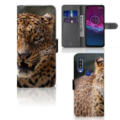 Motorola One Action | Telefoonhoesje | Met pasjeshouder | Luipaard