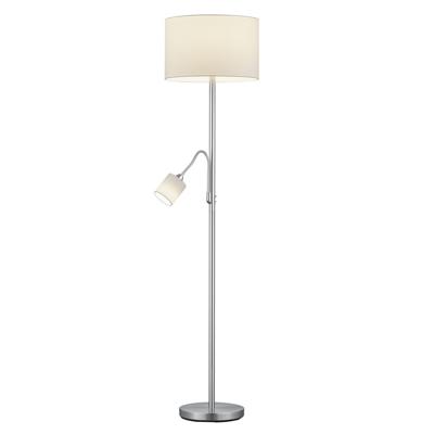 Trio Vloer LeeslampHotel 2-lichts metaalgrijs met witte kap - 403900201