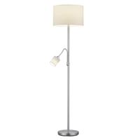 Trio Vloer LeeslampHotel 2-lichts metaalgrijs met witte kap - 403900201