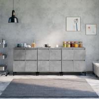 Dressoirs 3 st 60x35x70 cm bewerkt hout betongrijs