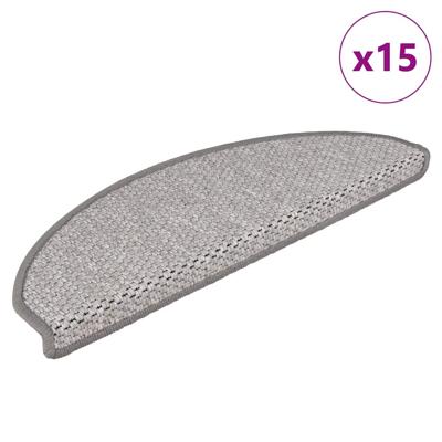 VidaXL Trapmatten zelfklevend 15 st sisal-look 65x21x4 cm platinakleur