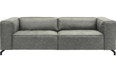 Goossens Bank Calvin grijs, micro leer, 3,5-zits, modern design