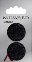 Milward Knoop Metaal Blauw/Zwart Bladpatroon 27 mm (2 stuks)