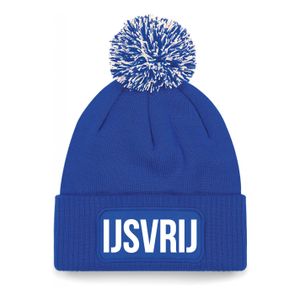 IJsvrij muts met pompon unisex one size - blauw