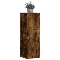Plantenstandaards 2 st 33x33x100 cm bewerkt hout gerookt eiken