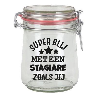 Cadeau voorraadpot - super Stagiare - glas - 10 x 7,5 cm - 720 ml - bedankt - snoeppot Cadeau voorraadpot - super Stagiare - glas - 10 x 7,5 cm - 720 ml - bedankt - snoeppot