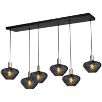 Masterlight 6-lichts hanglamp - goud -Porto met Blossom smoke glazen - 2711-05-02-130-25-68