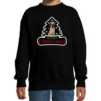 Dieren kersttrui mastiff zwart kinderen - Foute honden kerstsweater - thumbnail