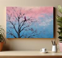 Vogel in een boom Canvas schilderij kunst