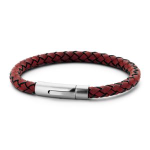 Frank 1967 7FB 0218 Armband staal/leder rood 6 mm 21 cm