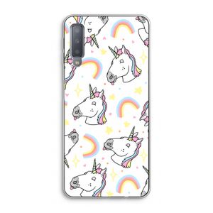 Rainbow Unicorn: Samsung Galaxy A7 (2018) Transparant Hoesje
