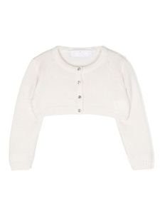 Colorichiari cardigan crop en laine à ornements en cristal - Blanc