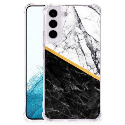 Samsung Galaxy S22 Anti-Shock Hoesje Marmer Wit Zwart - Origineel Cadeau Man Samsung Galaxy S22 Anti-Shock Hoesje Marmer Wit Zwart - Origineel Cadeau Man