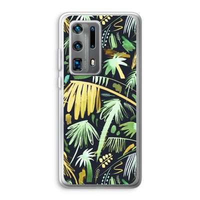 Tropical Palms Dark: Huawei P40 Pro Plus Transparant Hoesje