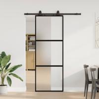 VidaXL Schuifdeur met beslagset 76x205 cm gehard glas zwart