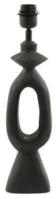 Light & Living Tafellamp 'Django' Mangohout, 45cm, kleur Mat Zwart (excl. kap)