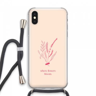 Where flowers bloom: iPhone XS Max Transparant Hoesje met koord