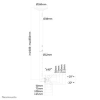 Neomounts FPMA-C050SILVER TV-plafondbeugel In hoogte verstelbaar 25,4 cm (10) - 76,2 cm (30) Kantelbaar en zwenkbaar - thumbnail