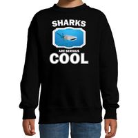 Sweater sharks are serious cool zwart kinderen - haaien/ walvishaai trui 14-15 jaar (170/176)  -