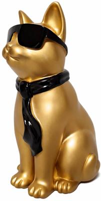 Gouden poes met zonnebril - 28 cm