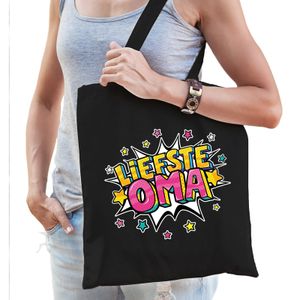 Liefste oma katoenen tas zwart voor dames   -